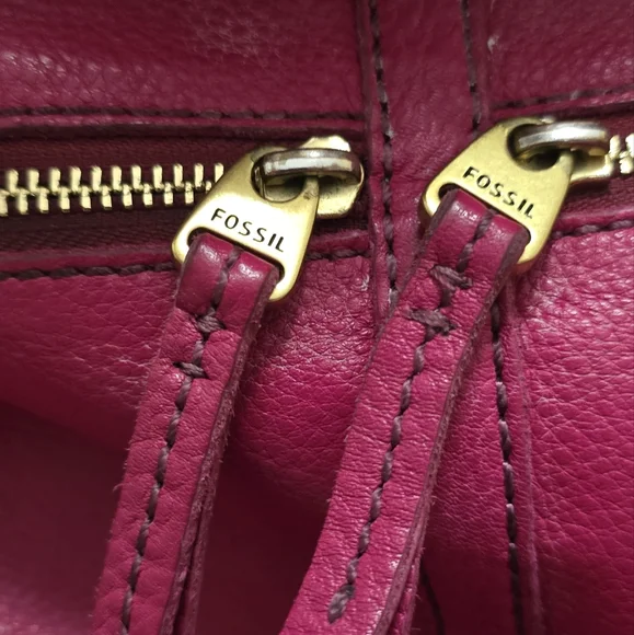 Fossil Erin Pebbled Leather Foldover Crossbody Bag Fuchsia Hot Pink Barbiecore - Picture 12 of 12